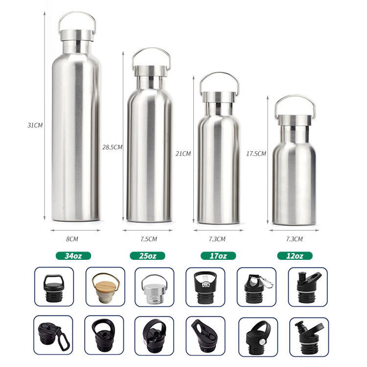 MHZ119 12oz 17oz 25oz 34oz Wide Mouth Double Wall Insulated Stainless Steel Vacuum Flask